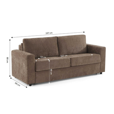 Canapé droit convertible express 140 cm SOCCA tissu marron
