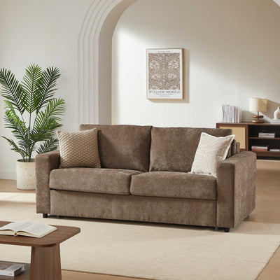 Canapé droit convertible express 140 cm SOCCA tissu marron