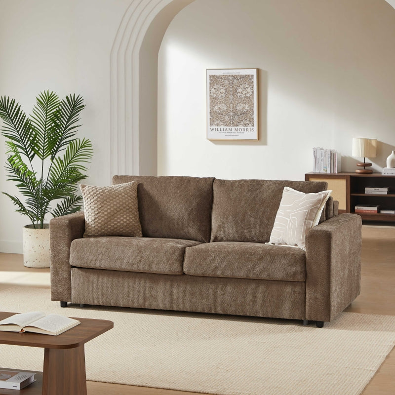 Canapé droit convertible express 140 cm SOCCA tissu marron