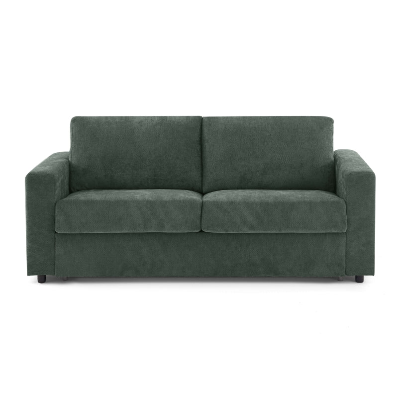 Canapé convertible express 140 cm tissu vert, idéal studio ou chambre d'amis