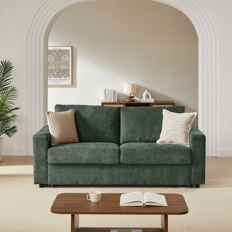 Canapé droit convertible express 140 cm SOCCA tissu vert