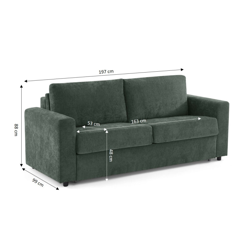 Canapé droit convertible express 140 cm SOCCA tissu vert