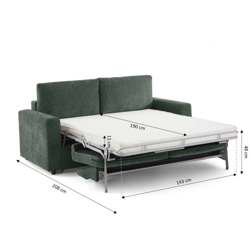 Canapé droit convertible express 140 cm SOCCA tissu vert