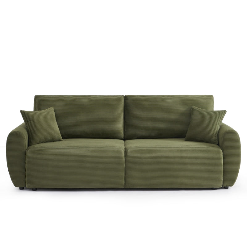 Canapé convertible 3 places DANILO velours côtelé vert, design moderne pour salon