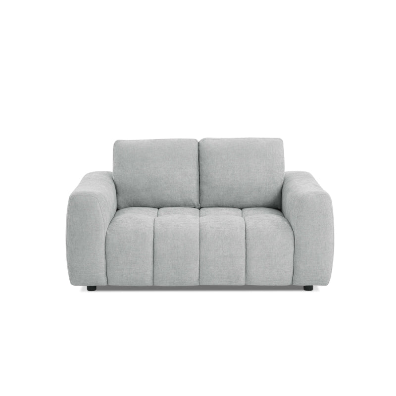 Canapé 2 places tissu chenille gris doux, design contemporain confortable