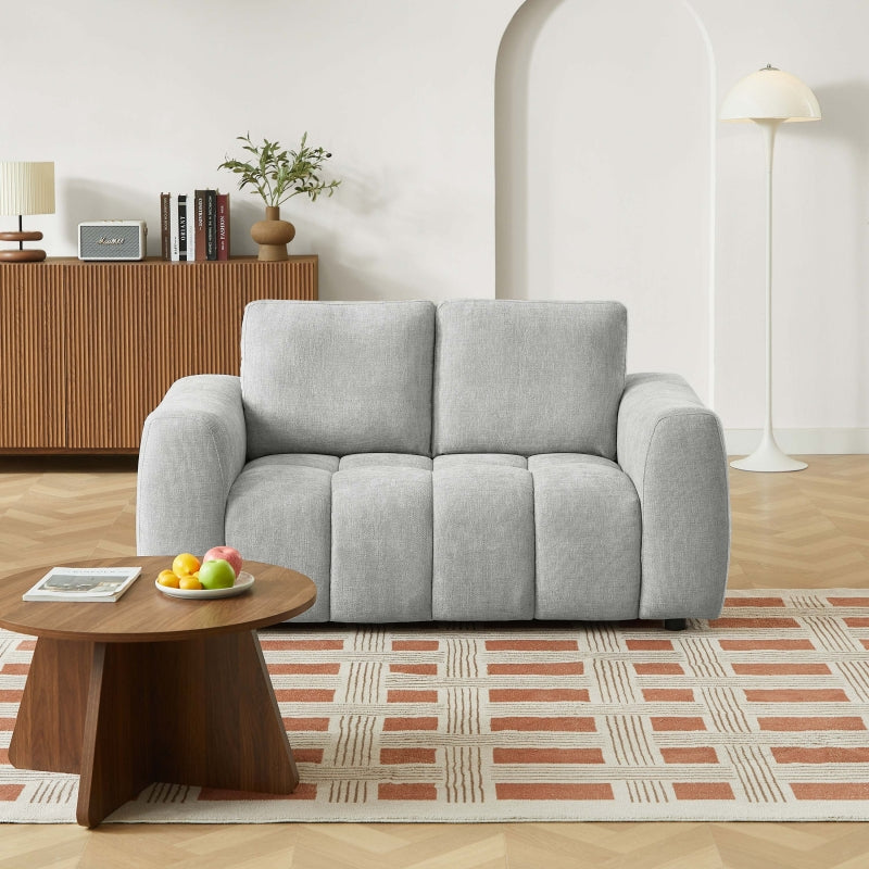 Canapé droit fixe KEREA 2 places tissu chenille gris