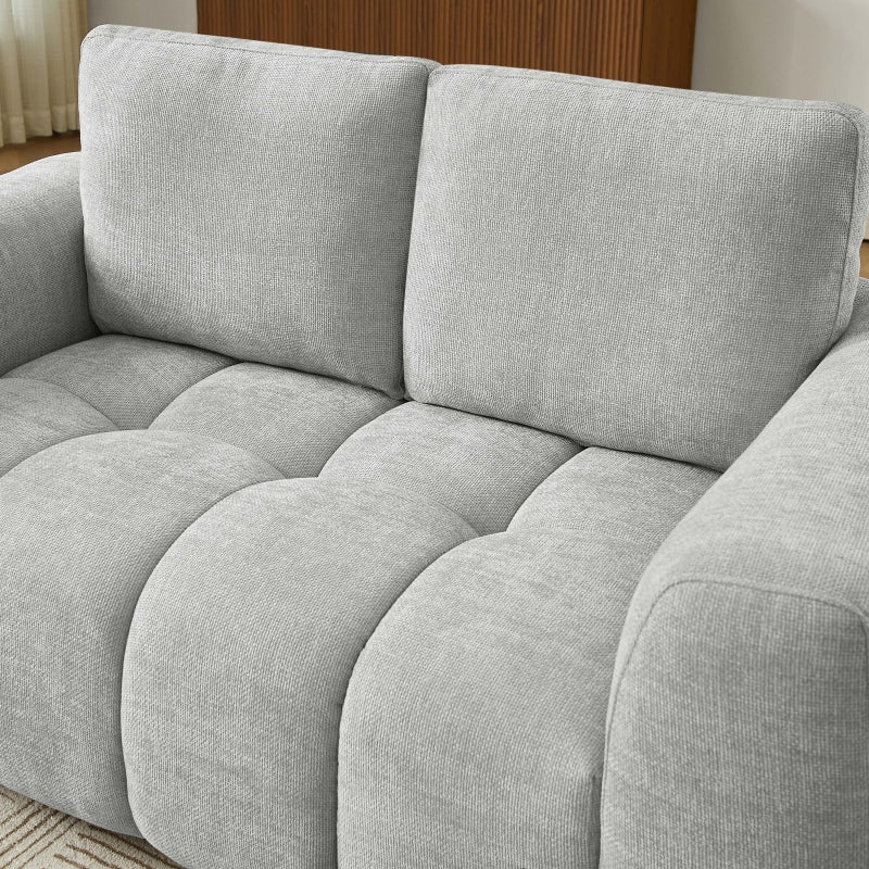 Canapé droit fixe KEREA 2 places tissu chenille gris