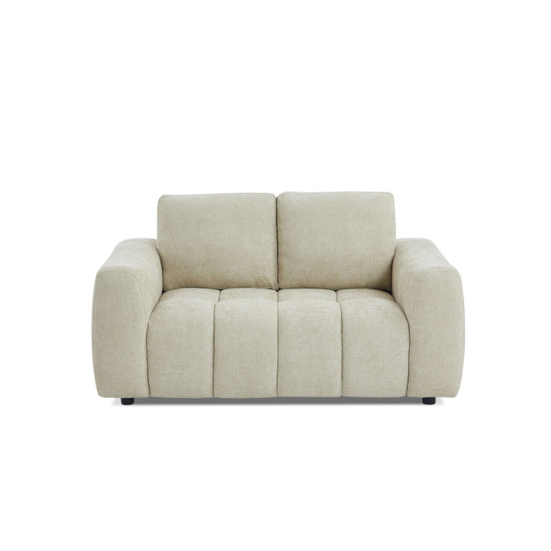 Canapé 2 places tissu chenille taupe KEREA, assise douce et confortable pour salon moderne