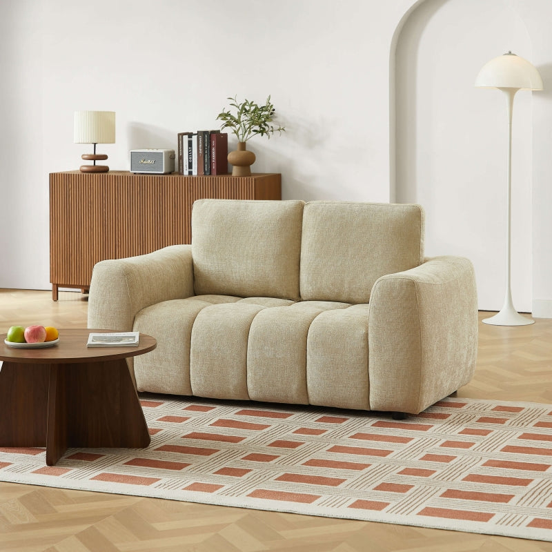Canapé droit fixe KEREA 2 places tissu chenille taupe