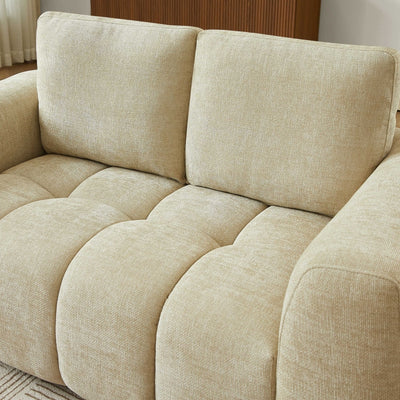 Canapé droit fixe KEREA 2 places tissu chenille taupe