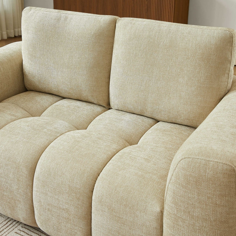 Canapé droit fixe KEREA 2 places tissu chenille taupe