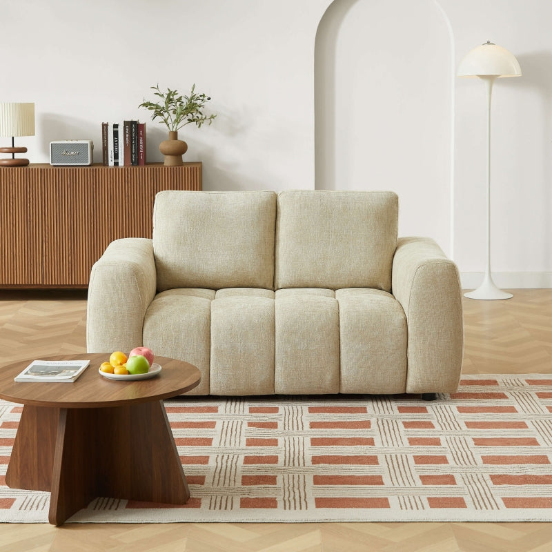 Canapé droit fixe KEREA 2 places tissu chenille taupe