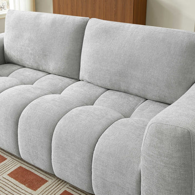 Canapé droit fixe KEREA 3 places tissu chenille gris