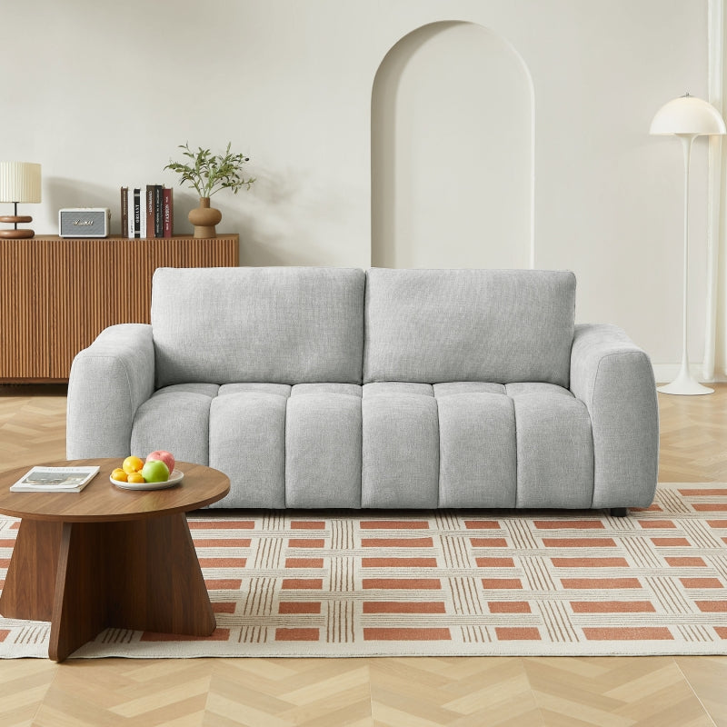 Canapé droit fixe KEREA 3 places tissu chenille gris