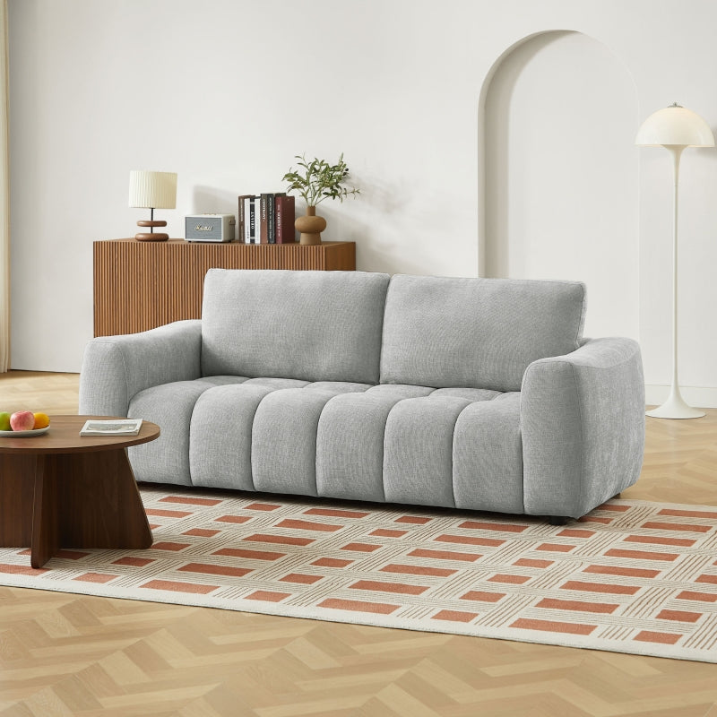 Canapé droit fixe KEREA 3 places tissu chenille gris