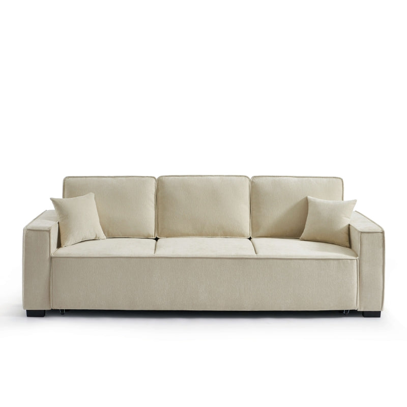 Canapé convertible 3 places GAVI en tissu beige, couchage 140x190 cm, design contemporain