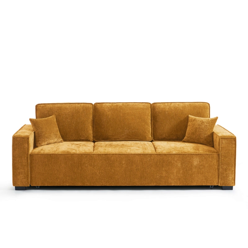 Canapé convertible 3 places GAVI en tissu jaune, couchage 140x190 cm