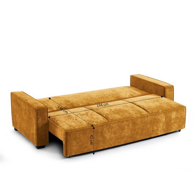 Canapé droit convertible GAVI 3 places tissu jaune