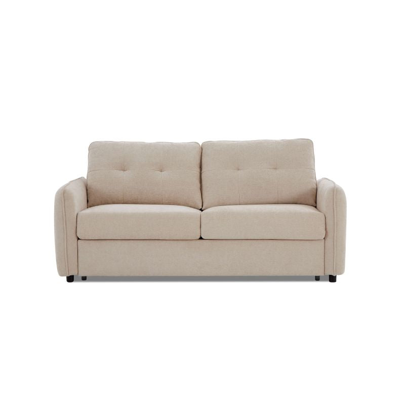Canapé convertible express 3 places tissu chenille beige, confortable et chaleureux