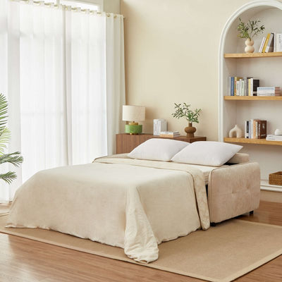 Canapé droit convertible express IMPA 3 places tissu chenille beige