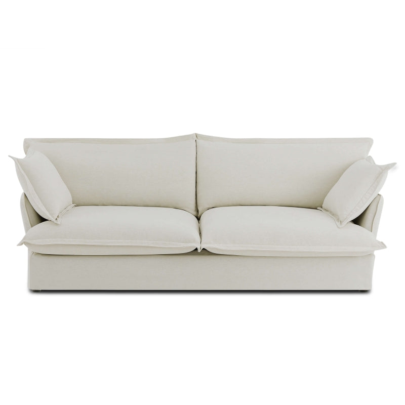 Canapé droit 3 places déhoussable IROKO tissu lin beige, design sobre et intemporel