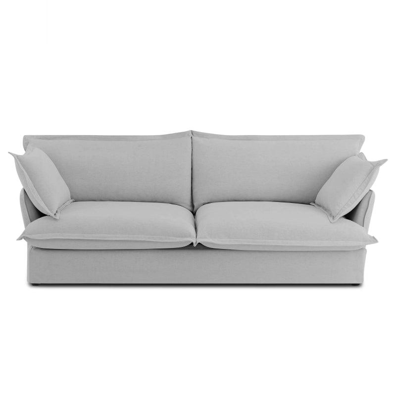 Canapé droit 3 places déhoussable IROKO en tissu gris, design sobre et intemporel