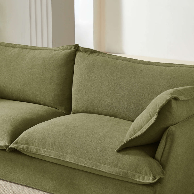 Canapé droit fixe déhoussable IROKO 3 places tissu vert