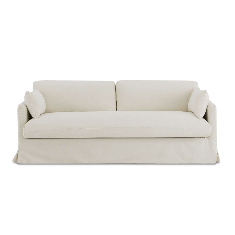 Canapé droit 3 places déhoussable tissu beige, design sobre aux lignes modernes pour salon