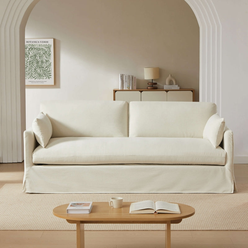 Canapé droit fixe déhoussable JATOBA 3 places tissu beige