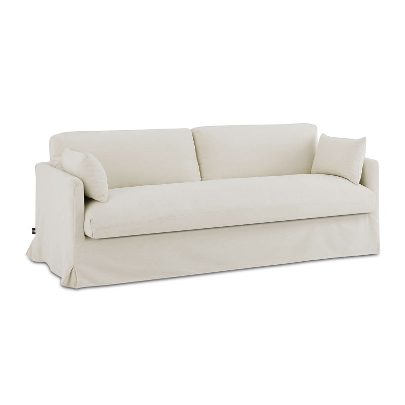 Canapé droit fixe déhoussable JATOBA 3 places tissu beige