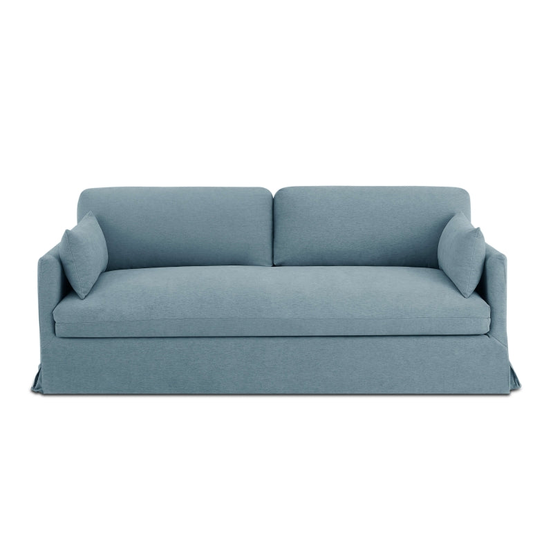 Canapé droit 3 places déhoussable JATOBA tissu bleu, design sobre et moderne pour salon