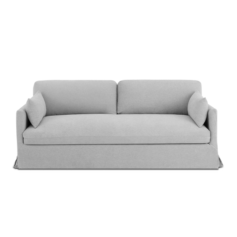 Canapé droit 3 places déhoussable tissu gris, design sobre et lignes modernes pour salon