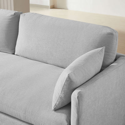 Canapé droit fixe déhoussable JATOBA 3 places tissu gris