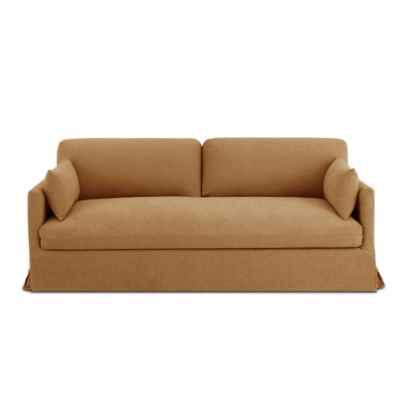 Canapé droit fixe 3 places déhoussable JATOBA en tissu orange, design sobre et moderne