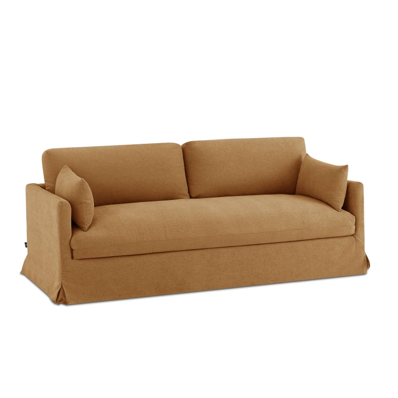 Canapé droit fixe déhoussable JATOBA 3 places tissu orange