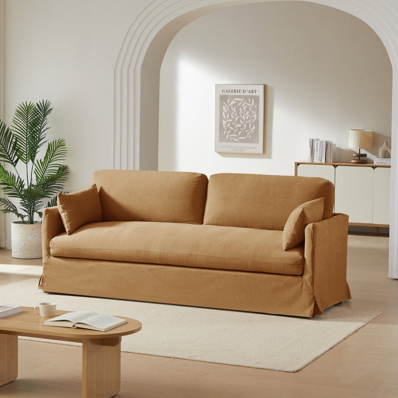 Canapé droit fixe déhoussable JATOBA 3 places tissu orange