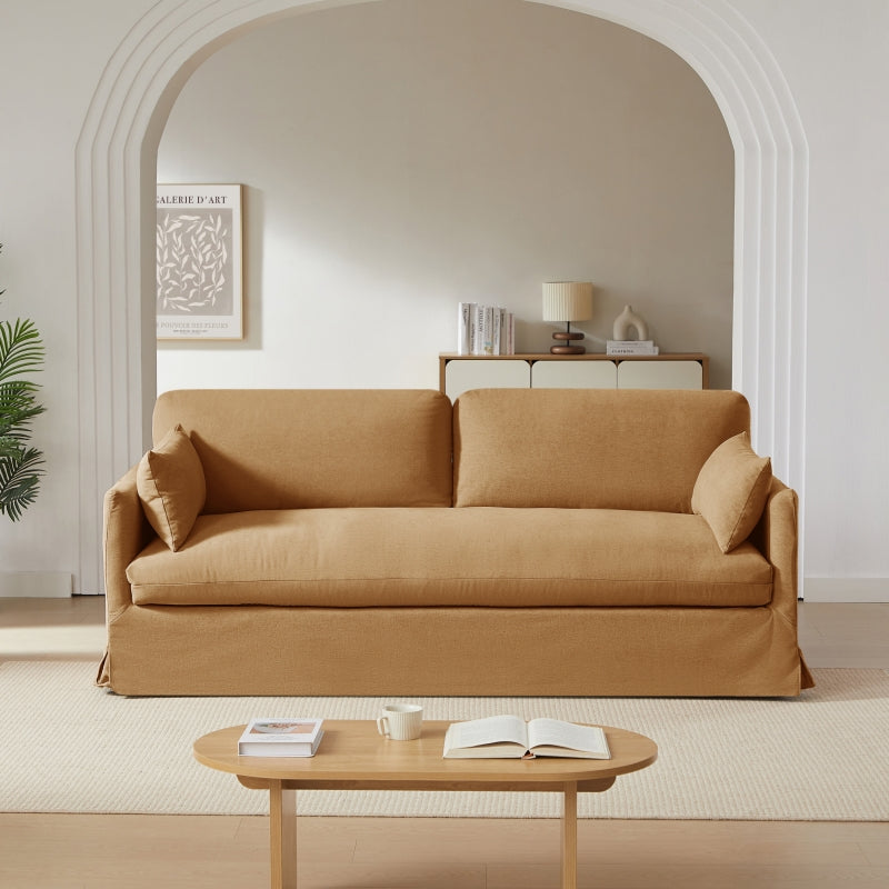 Canapé droit fixe déhoussable JATOBA 3 places tissu orange