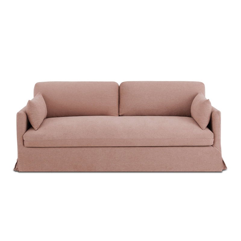 Canapé droit 3 places déhoussable JATOBA en tissu rose, design sobre et intemporel