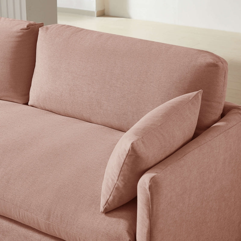 Canapé droit fixe déhoussable JATOBA 3 places tissu rose