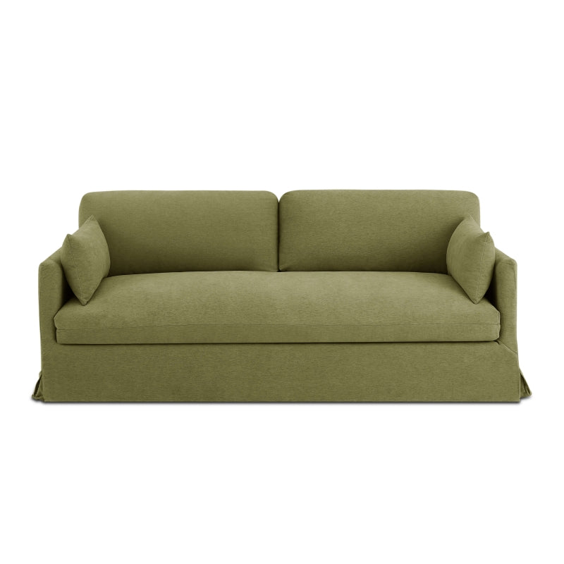 Canapé droit 3 places déhoussable JATOBA tissu vert, design sobre et intemporel