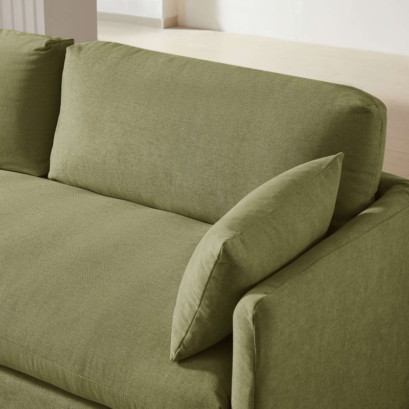 Canapé droit fixe déhoussable JATOBA 3 places tissu vert