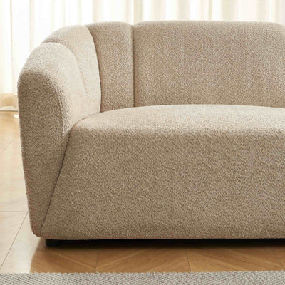 Canapé droit JOE 3 places en tissu bouclette beige