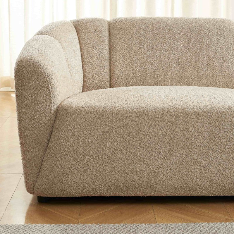 Canapé droit JOE 3 places en tissu bouclette beige