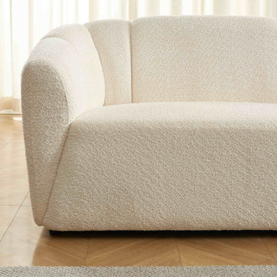 Canapé droit JOE 3 places en tissu bouclette blanc