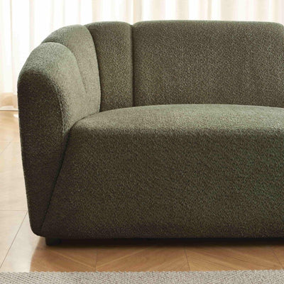 Canapé droit JOE 3 places en tissu bouclette vert