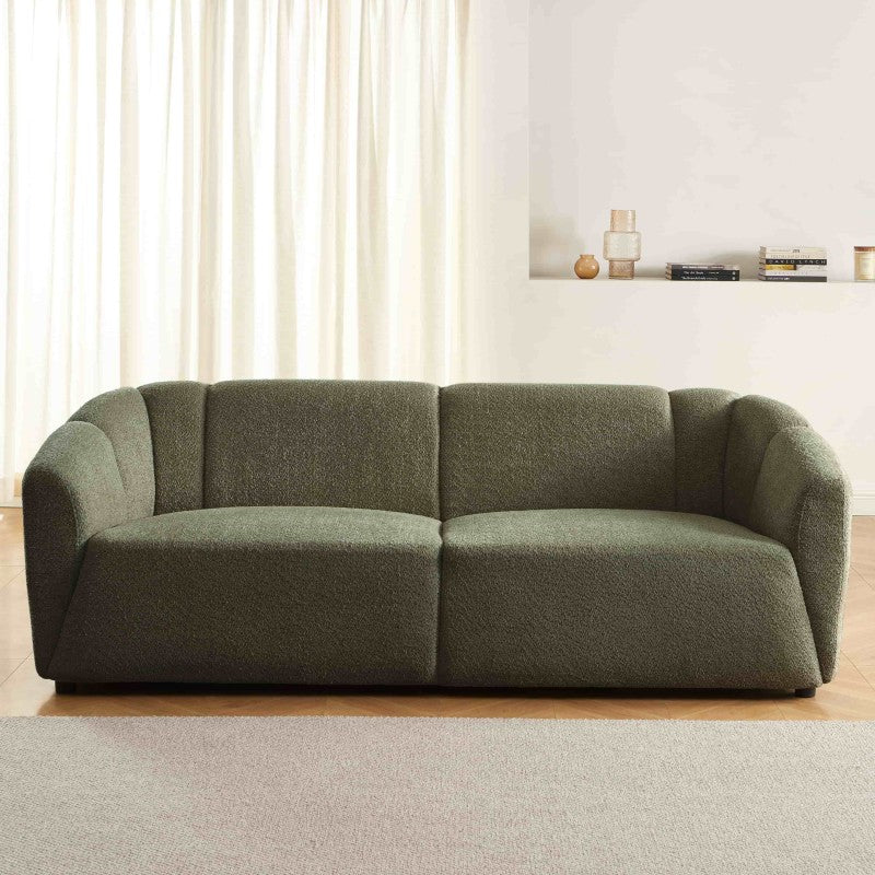 Canapé droit JOE 3 places en tissu bouclette vert