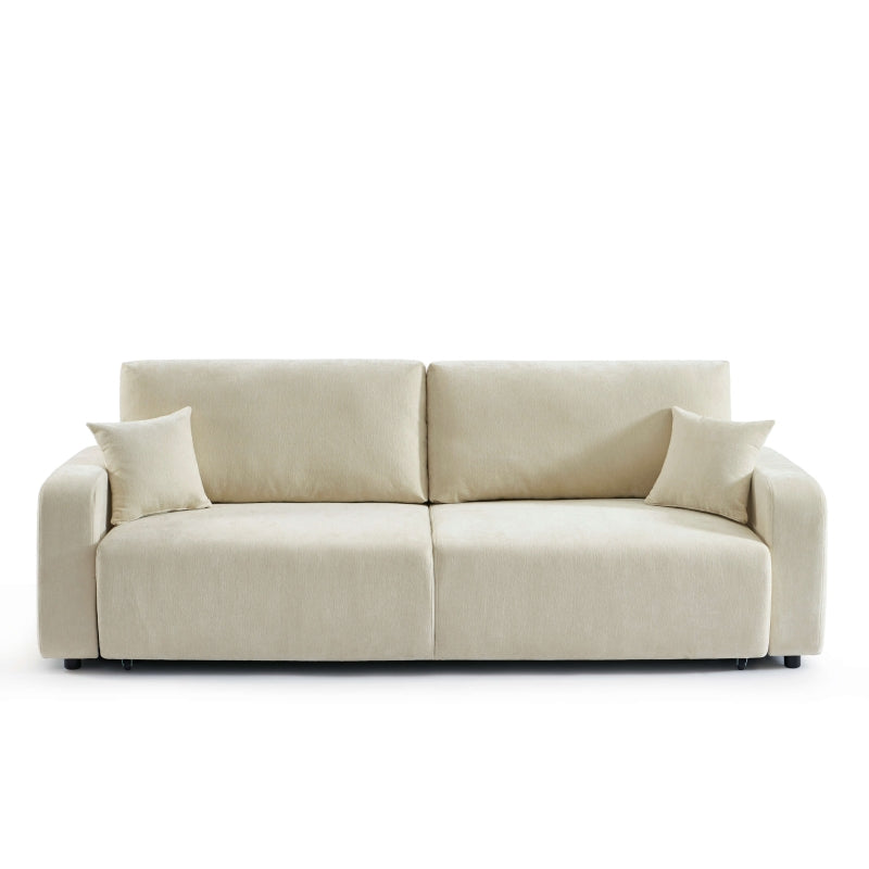 Canapé convertible 3 places LIVIO tissu beige, confortable et pratique pour salon