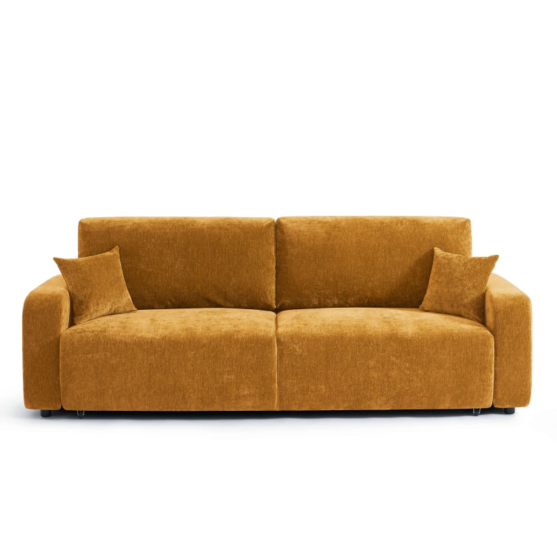 Canapé convertible 3 places LIVIO en tissu jaune, design contemporain polyvalent