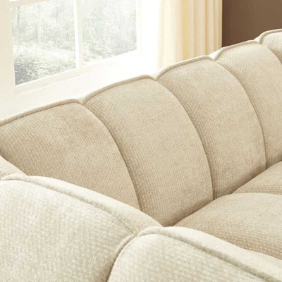Canapé droit MATILDA 2 places tissu chenille beige