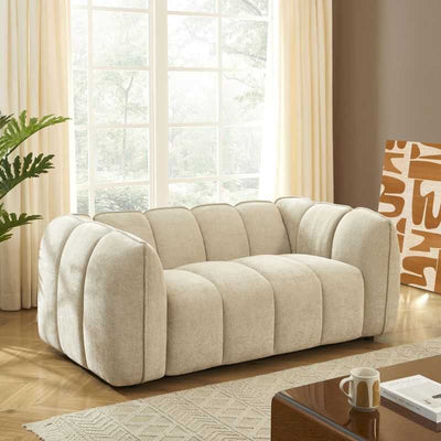 Canapé droit MATILDA 2 places tissu chenille beige